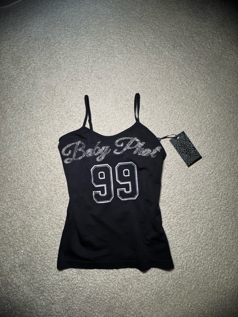 Baby Phat Black Y2K Rhinestone '99' Tank Junior Top